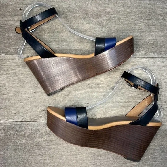 Coach Black and Blue Wedge Sandals - Picture 4 of 11